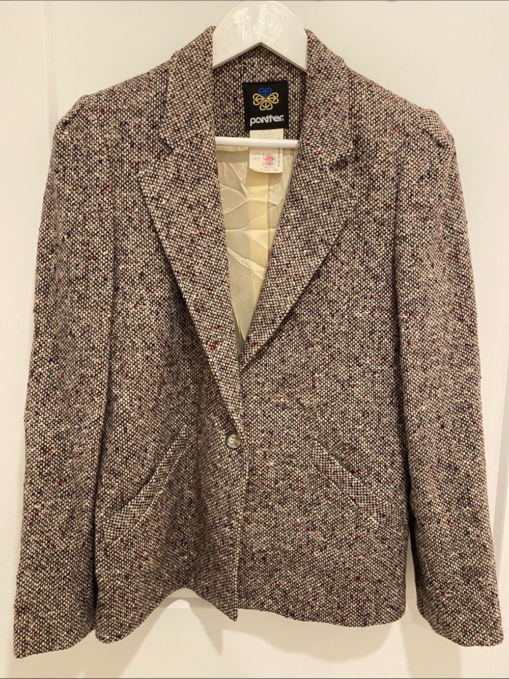 Vintage Pantter Herringbone Blazer Women Size 7 8 Academia Office Wool Blend